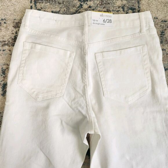 NEW Ella Moss Women's 6/28 High Rise Slim Straight Ankle Jeans White Cotton NWT - Picture 5 of 11